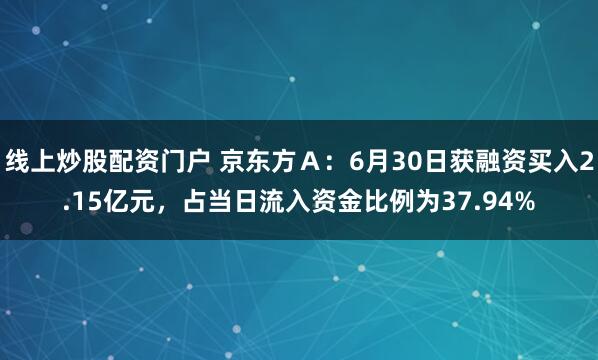 线上炒股配资门户 京东方Ａ：6月30日获融资买入2.15亿元，占当日流入资金比例为37.94%